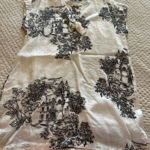 Johnny Was Black and White Graphic Print Tunic Dress